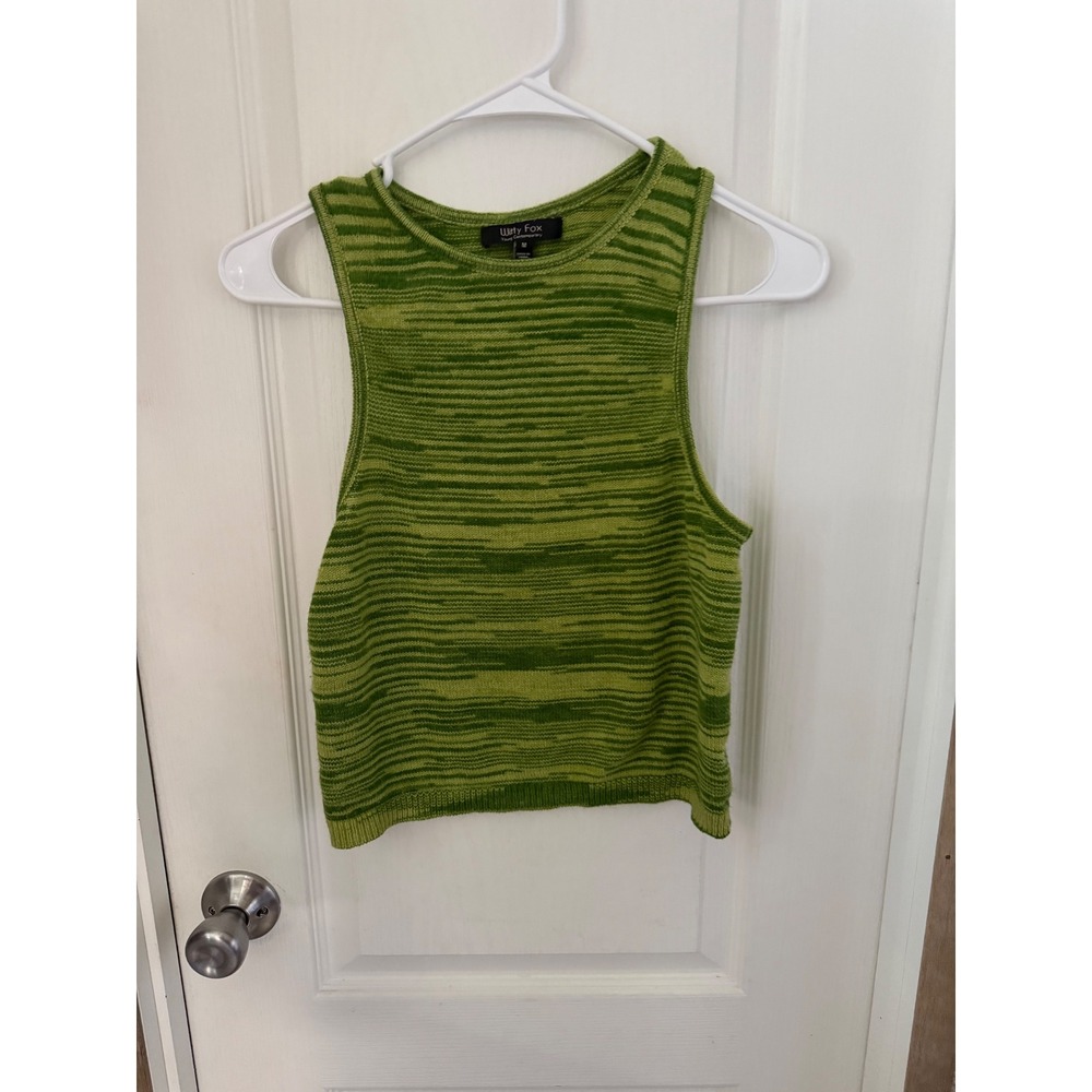 Witty Fox Green Space Dye Knit Tank Top Cropped Sweater‎ Vest Medium